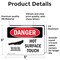 Signmission Hot Surface Sign, 3.5 in H x 5 in W, Vinyl Decal, Hot Surface Do Not Touch OS-2PACK-DS-D-35-L-1363 - alternate 6